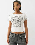True Religion Buddha Slash Neck Ss Tee Winter White