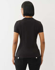True Religion Crystal Srs Logo Crew Tee Jet Black