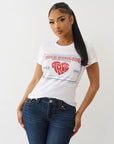 True Religion Crystal Srs Logo Crew Tee Optic White