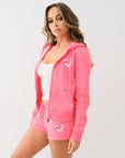 True Religion I Love Tr Classic Zip Hoodie Sunkist Coral