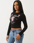 True Religion Crystal Cupid Ls Baby Tee Black