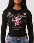True Religion Crystal Cupid Ls Baby Tee Black