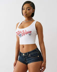 True Religion Crystal Rib Crop Tank Optic White