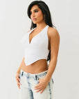 True Religion Hs Bandeau Halter Crop Top Optic White