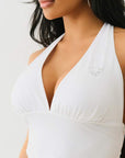 True Religion Hs Bandeau Halter Crop Top Optic White