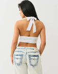 True Religion Hs Bandeau Halter Crop Top Optic White