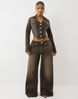 True Religion Denim Jacket Brown Denim Ls Super T Cocoa Crumble