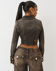 True Religion Denim Jacket Brown Denim Ls Super T Cocoa Crumble