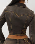 True Religion Denim Jacket Brown Denim Ls Super T Cocoa Crumble