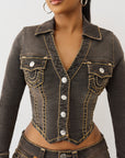 True Religion Denim Jacket Brown Denim Ls Super T Cocoa Crumble