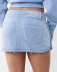 TRUE RELIGION SKIRT MINI VINTAGE WASHED ENDLESS SKY