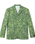 Kenzo Blazer Allover Leaves Print Green