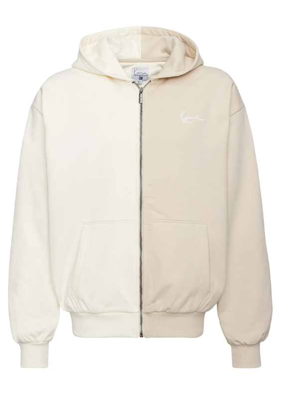 Karl Kani Chest Signature Split FULL ZIP Hoodie Unisex Zipup sweatshirt Size Small Beige