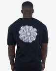 Capone T-Shirt Mexican Embroidered Flower Black-White