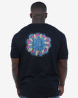 Capone T-Shirt Mexican Embroidered Flower Black-Blue
