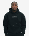 Capone Sweater Hooded Embroidered Back Print Black