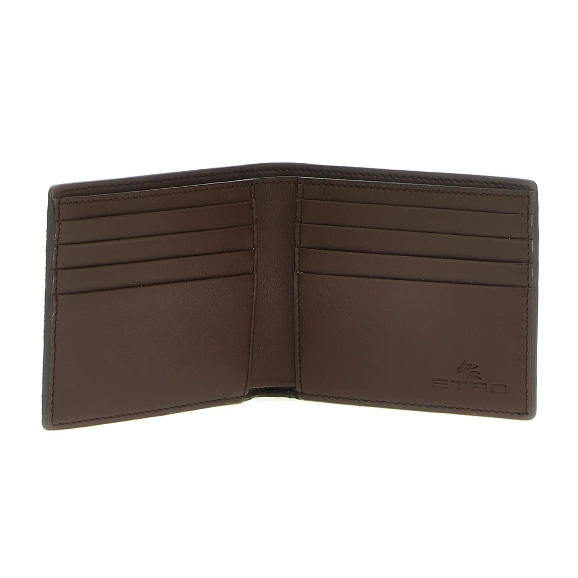 Etro Wallet Arnica And Leather Paisley Embroidered Logo Brown-AL Capone Premium