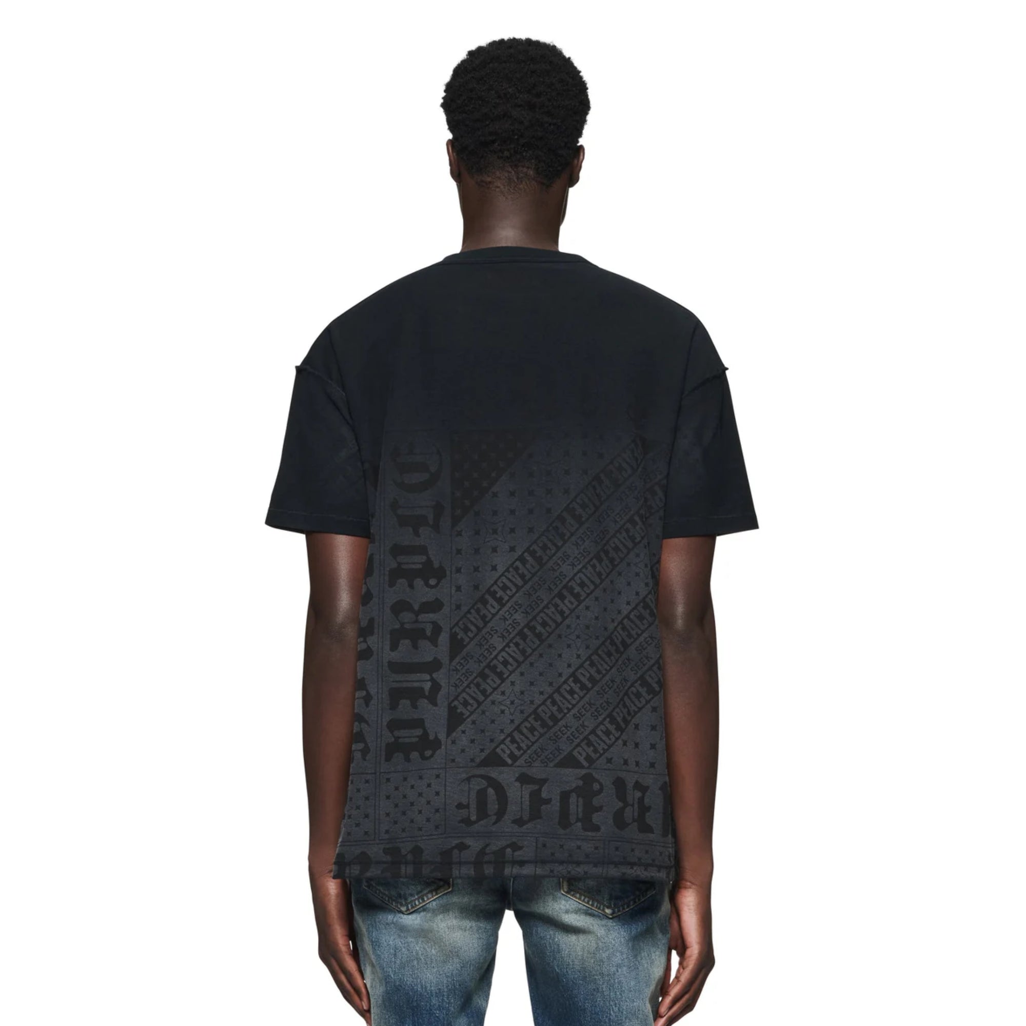 Purple T-Shirt Allover Shadow Print Black-AL Capone Premium