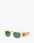Casablanca Acetate & Metal Oval Wave Sunglasses Cream/Yellow Gold/Green