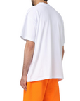 Msgm T-Shirt Brushed Logo White-Orange