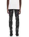 Purple Jeans Allover Print Logo Black