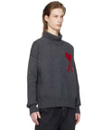 Ami Turtleneck De Coeur Logo Dark Grey-AL Capone Premium