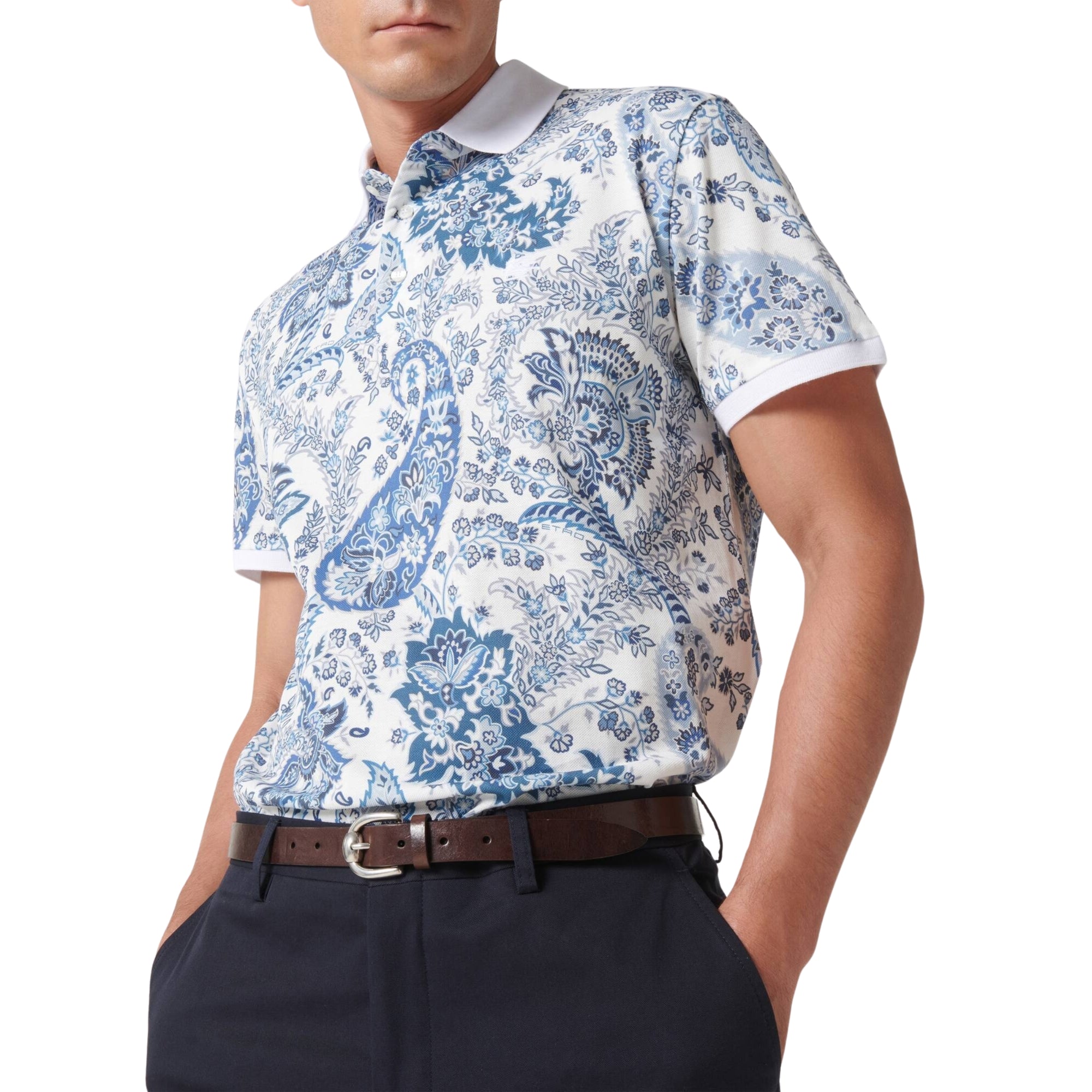 Etro Golfer Allover Paisley Print Blue-White-AL Capone Premium