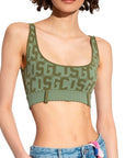 Gcds T-Shirt Boob Tube Allover Print Olive