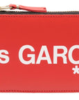 Comme Des Garcons Wallet Leather Logo Red