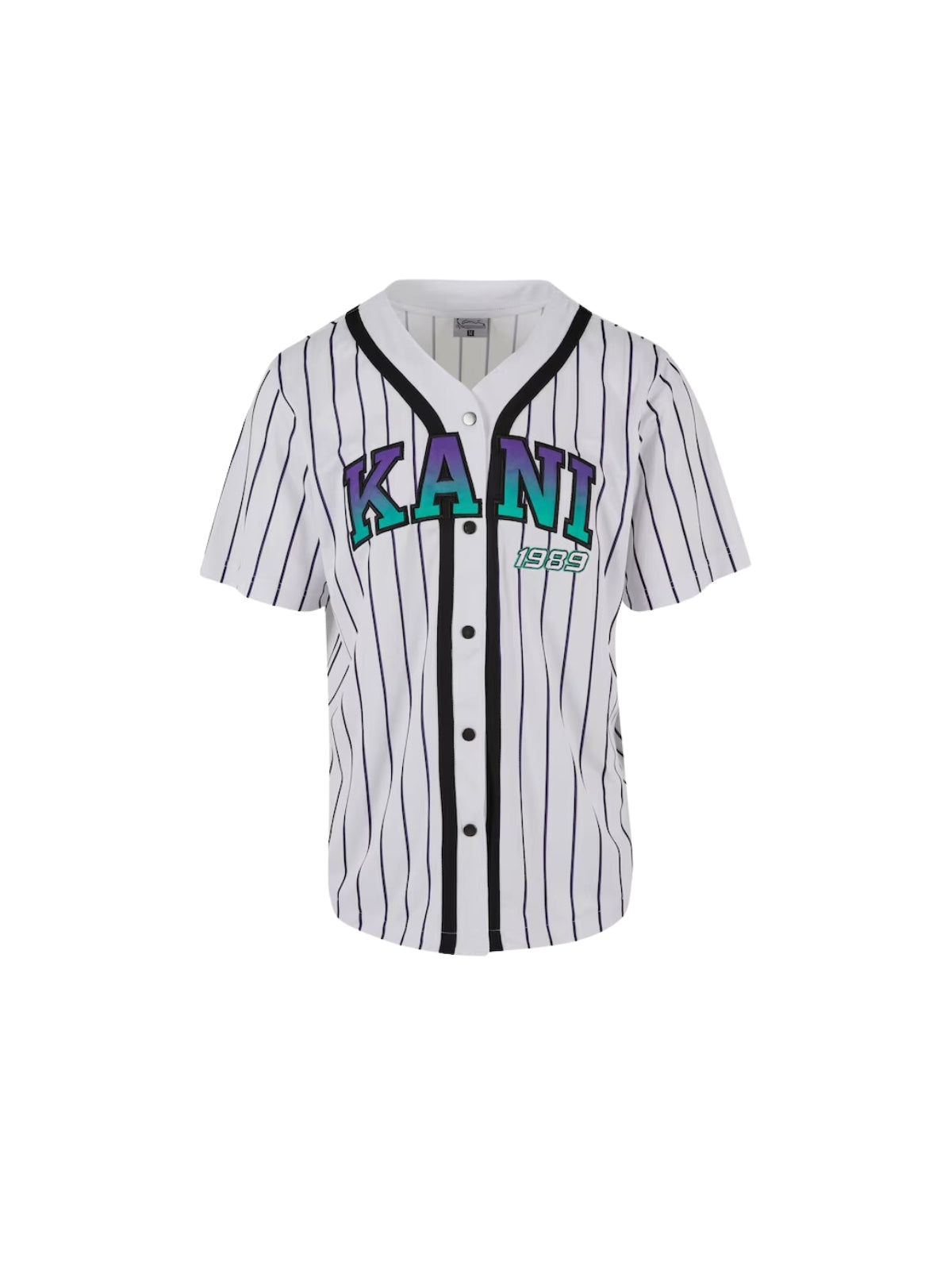 Karl Kani T-Shirt Pinstripe Baseball White-Black-Purple AL