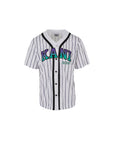 Karl Kani T-Shirt Pinstripe Baseball White-Black-Purple-AL Capone Premium