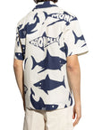 Moncler Shirt Shark Print White-Blue