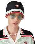 Casablanca Bucket Hat Stripe Crochet Black
