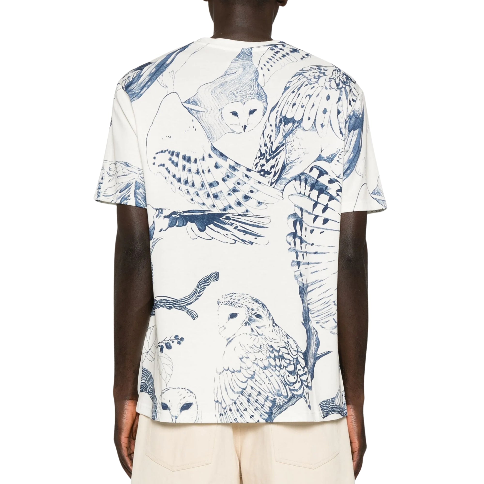 Jil Sander T-Shirt Allover Owl Print White-Blue-AL Capone Premium