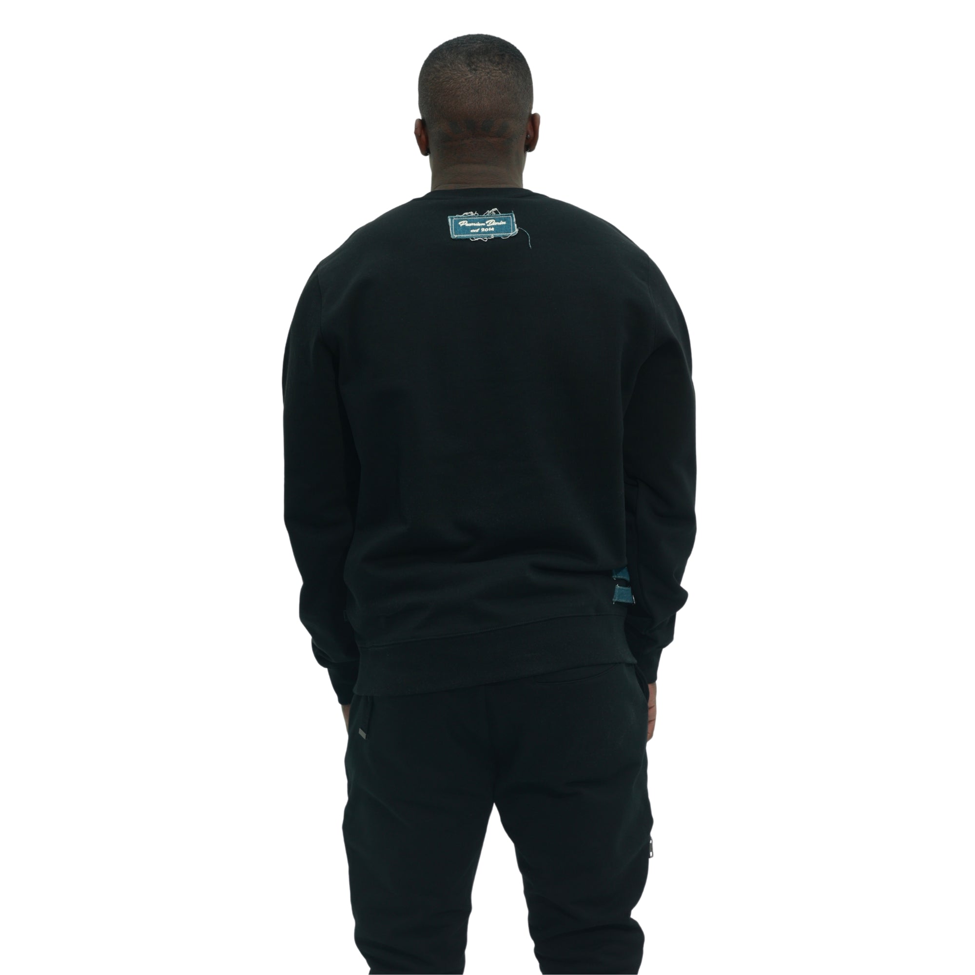 Capone Sweater Denim Patch Logo Black-AL Capone Premium