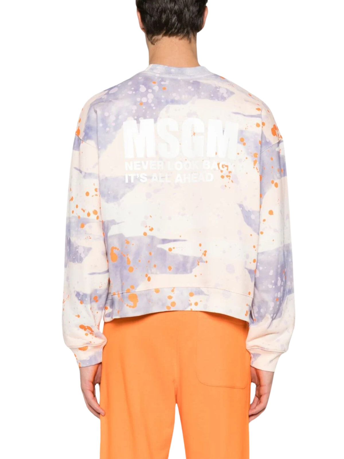 Msgm Sweater Allover Print Logo Lilac-Cream-AL Capone Premium