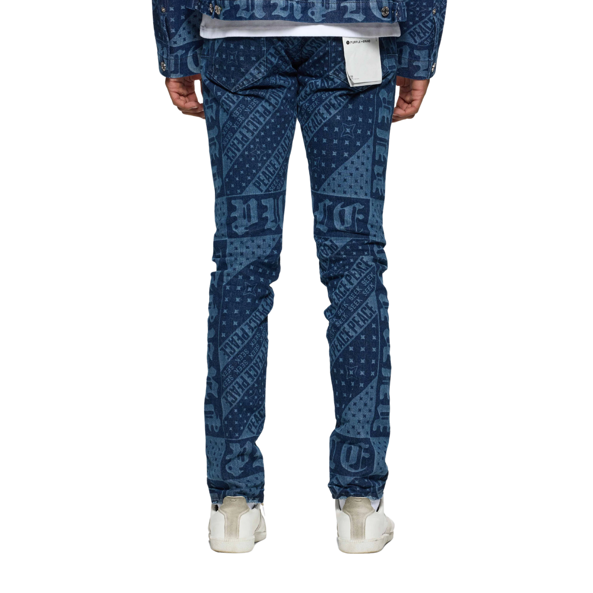 Purple Jeans Allover Peace Print Blue-AL Capone Premium