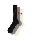 Ami Socks 3 Pack Logo Cream-Grey-Black-AL Capone Premium