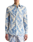 Etro Shirt Allover Paisley Print Blue-White-AL Capone Premium