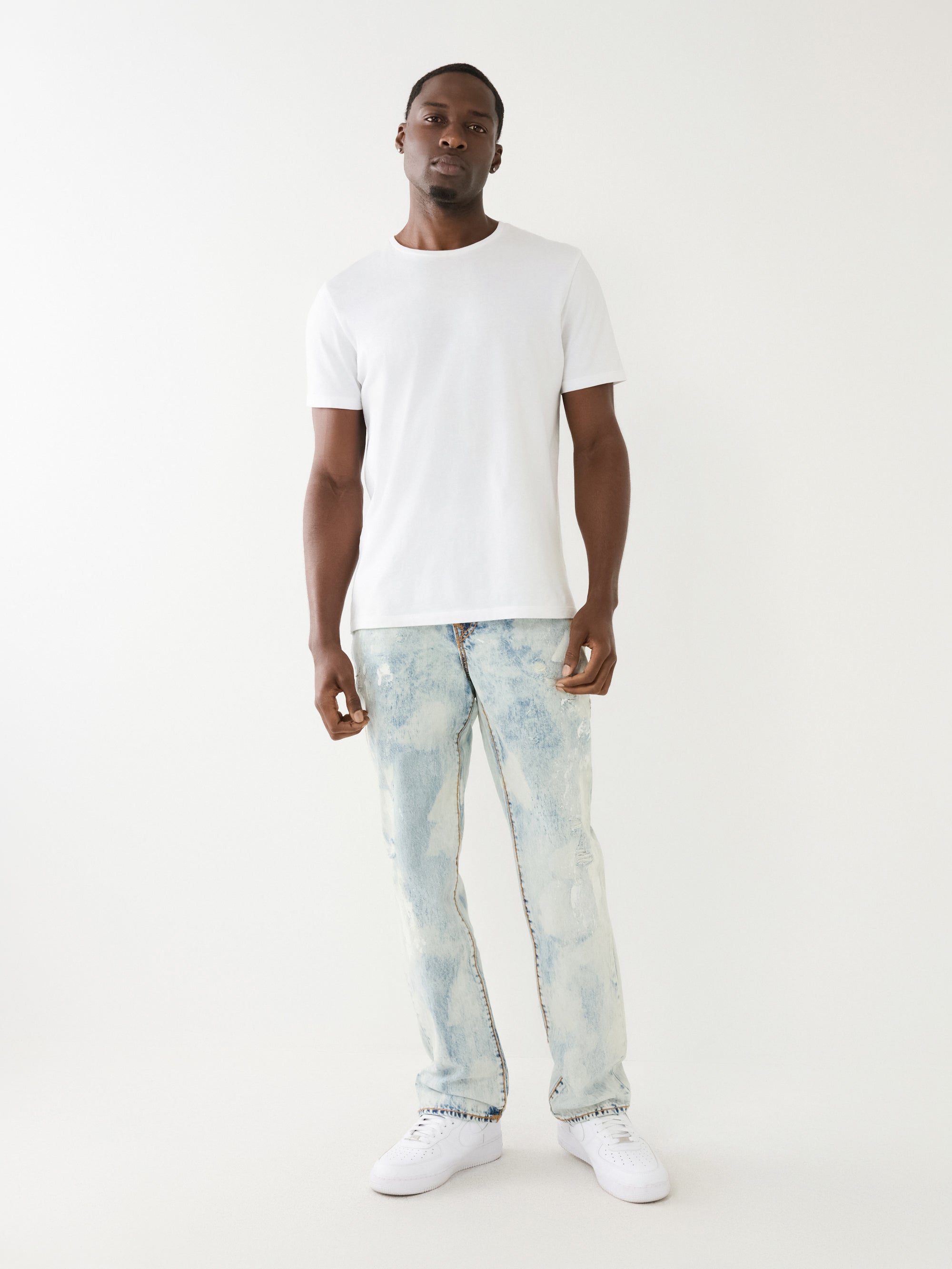 True Religion Jeans Ricky Flap Rips Light Wa-AL Capone Premium