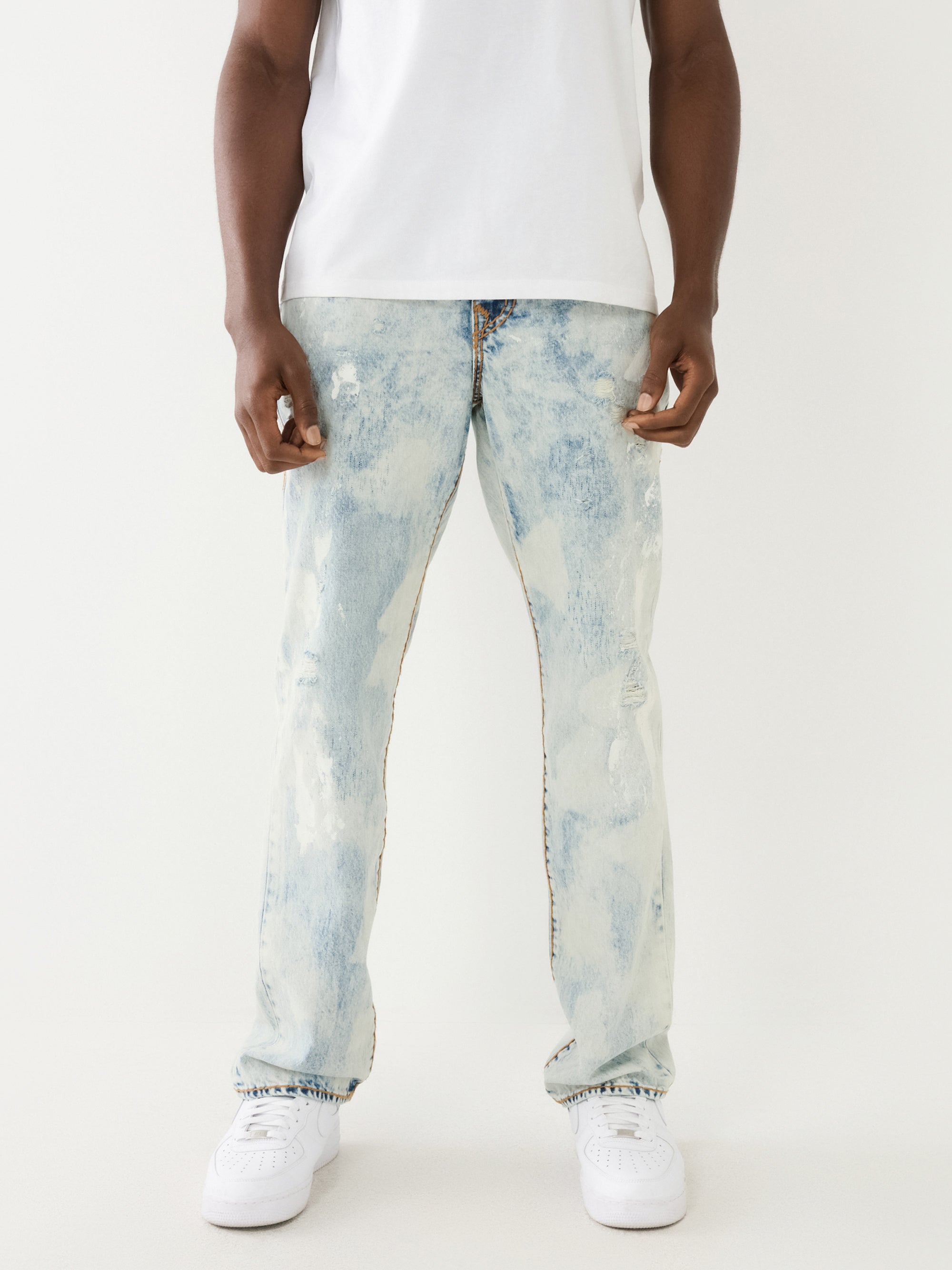 True Religion Jeans Ricky Flap Rips Light Wa-AL Capone Premium
