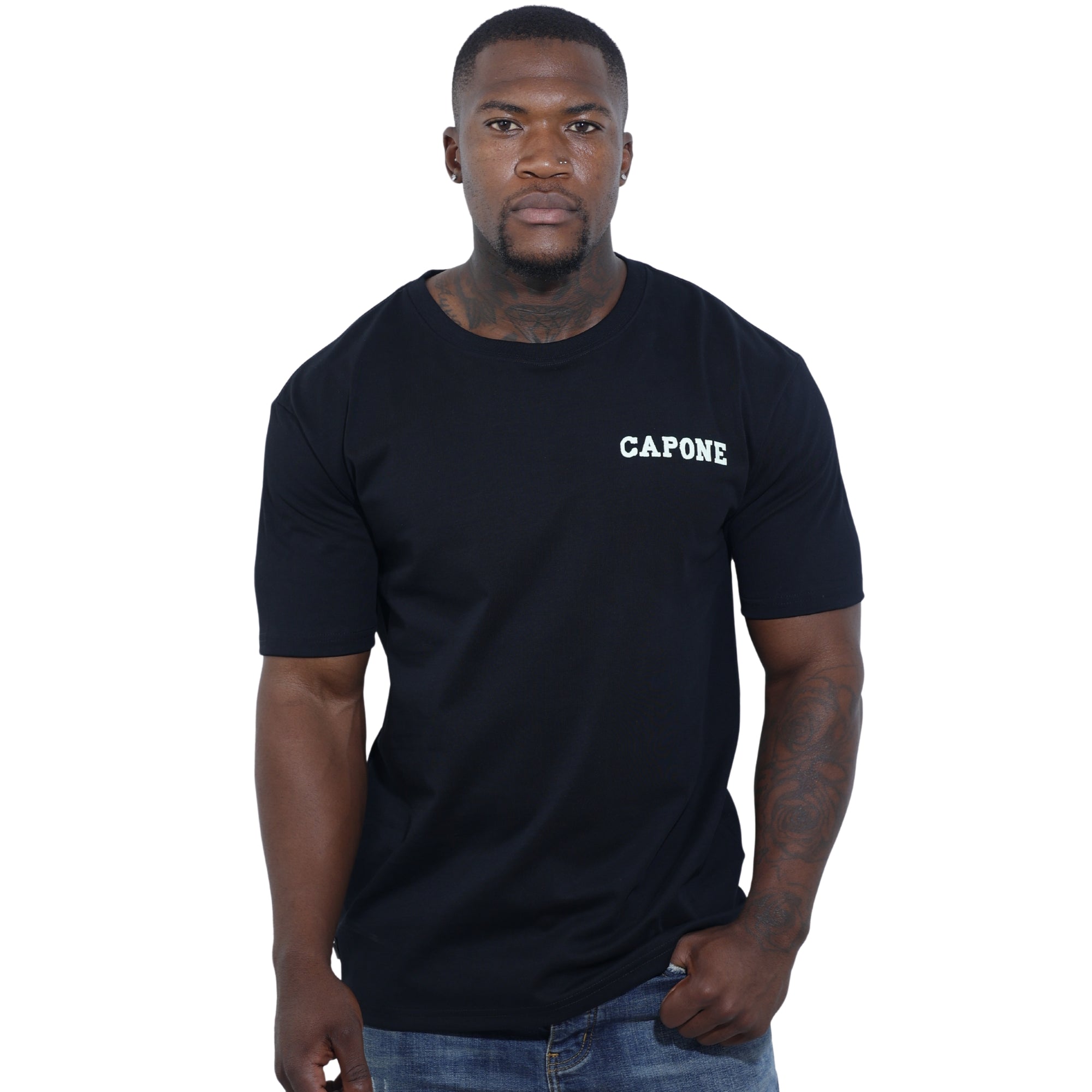 Capone T-Shirt Mexican Crochet Black-AL Capone Premium