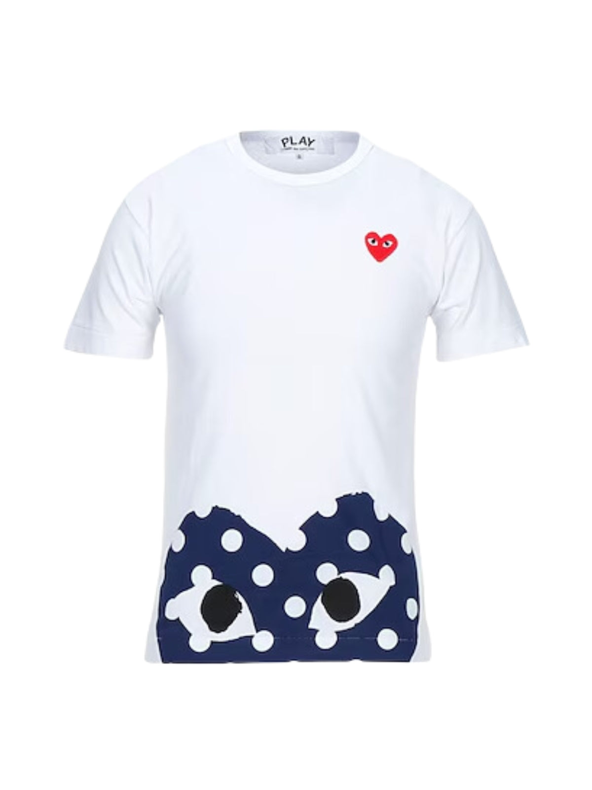 Comme Des Garcons T Shirt Polka Dot Heart White Blue AL Capone Premium