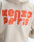 Kenzo Zip Up Hoodie Elephant Logo Beige