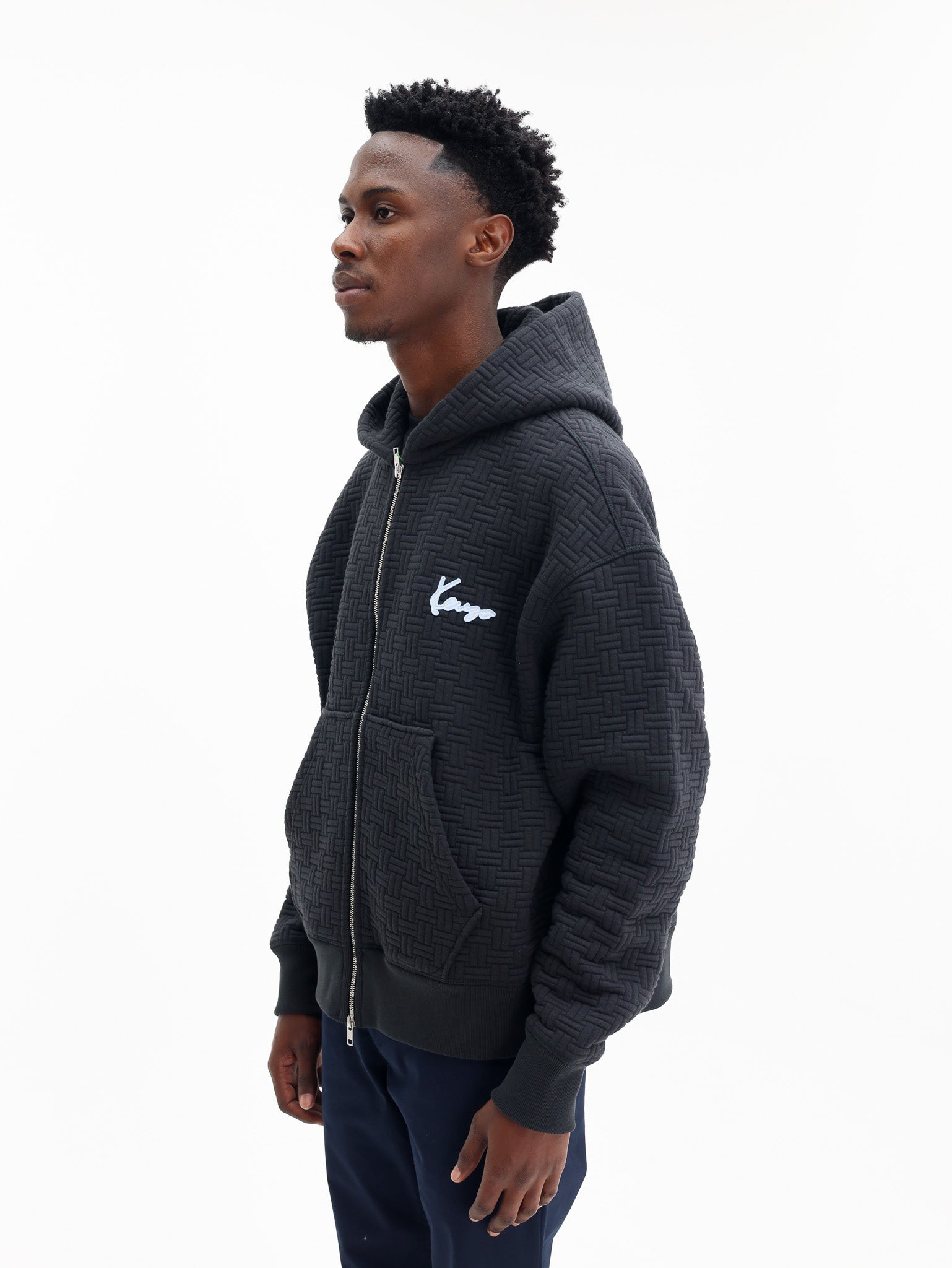 Kenzo Zip Up Hoodie Boxy Black-AL Capone Premium