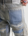 Who Decides War Jeans Patched Arch Repaired Blowout Denim Denim