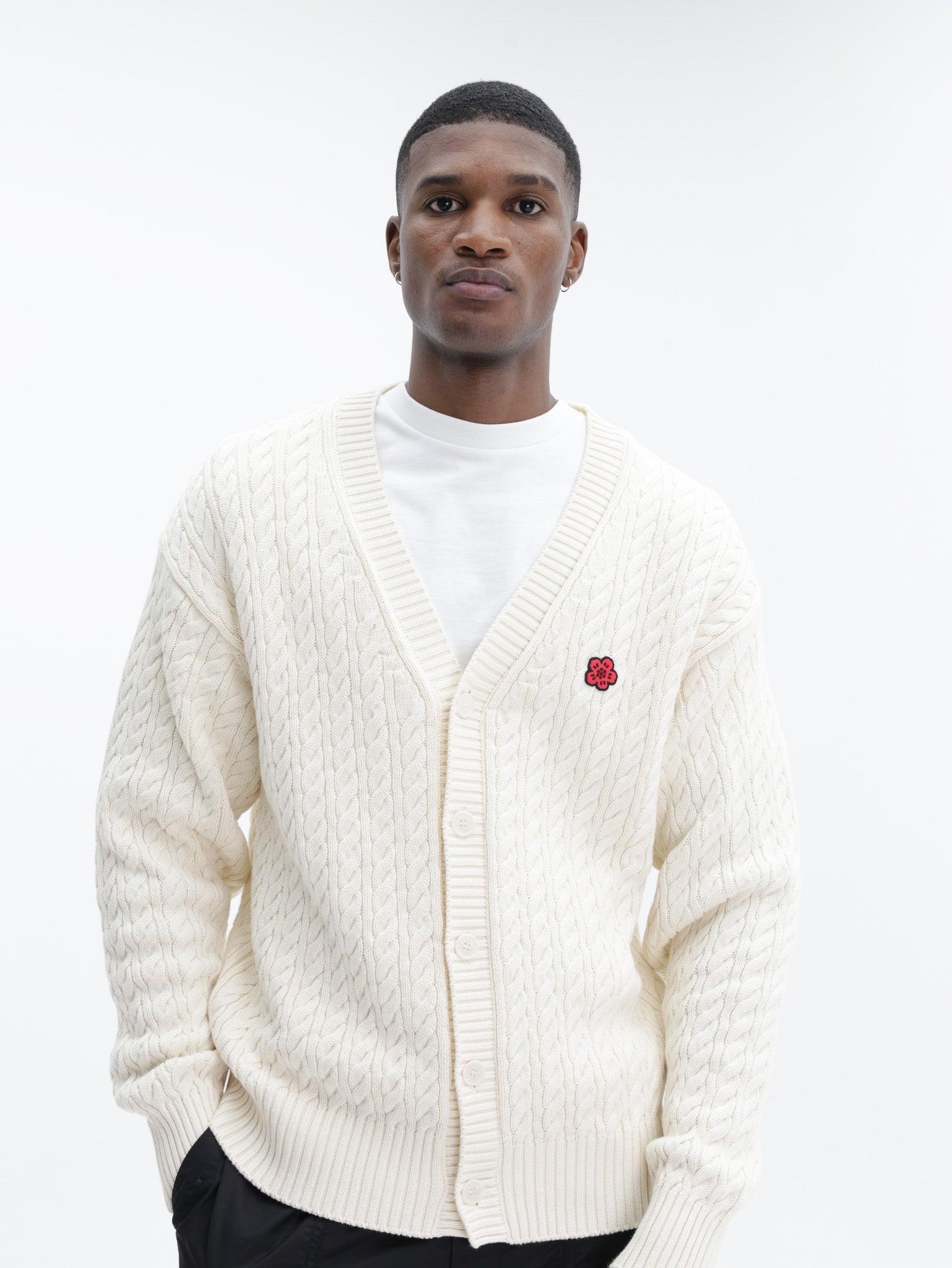 Kenzo Cardigan Boke Flower Knit Loose Fit Ecru - AL Capone Premium