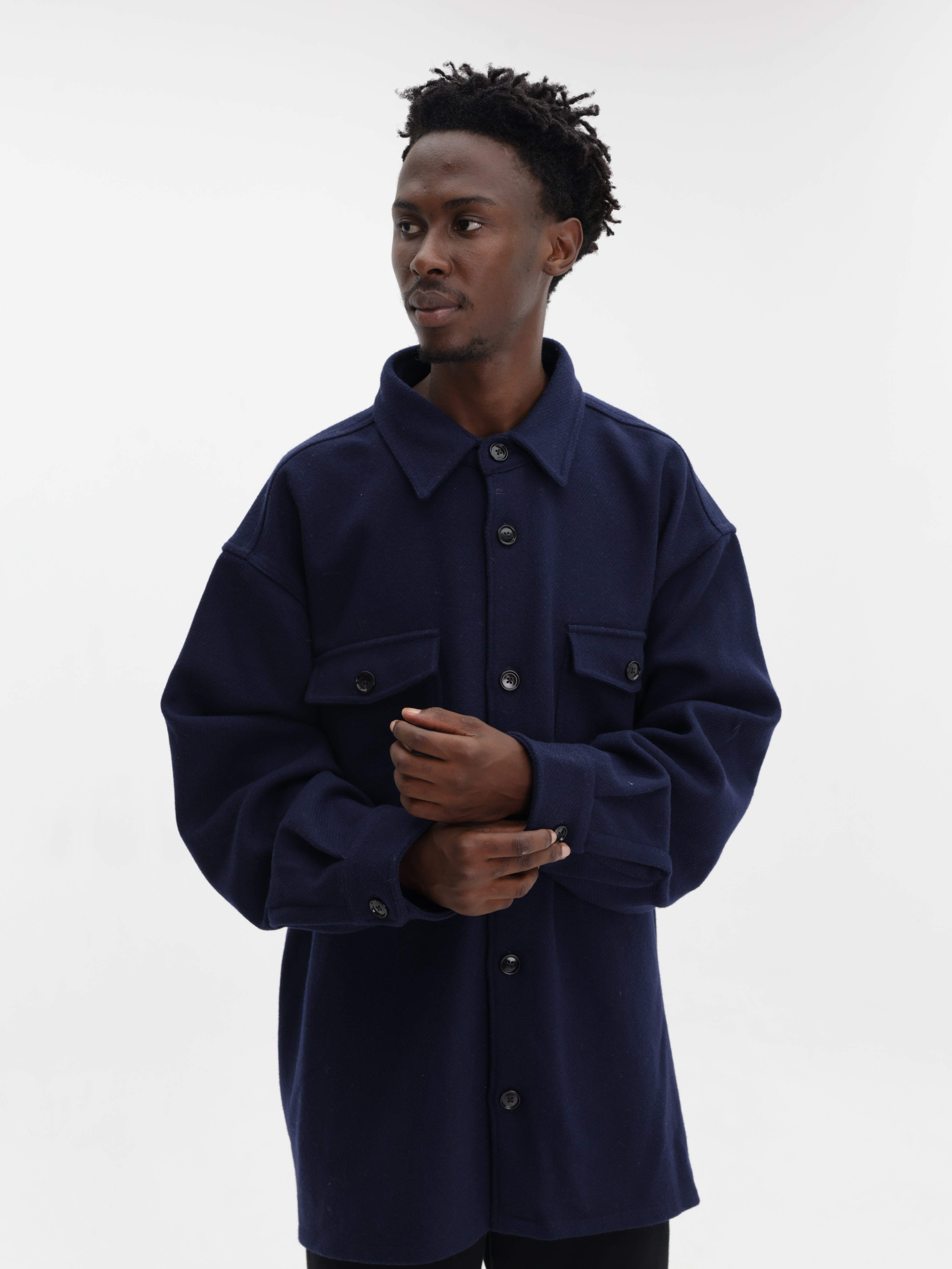 Ami Shirt Chest Pocket Overshirt Navy - AL Capone Premium