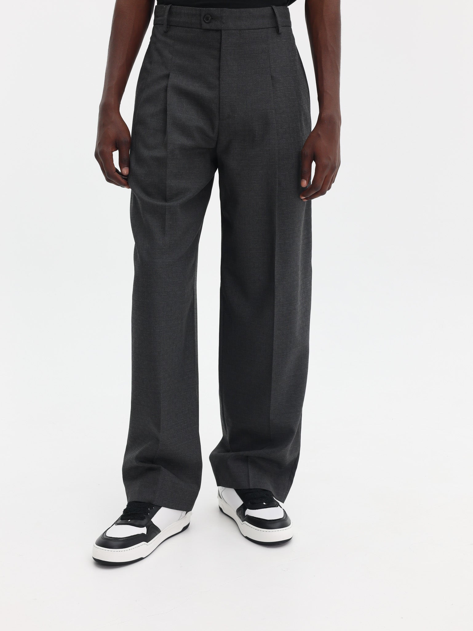 Kenzo Weave Pants Straight Tailored Wool Jacquard Taupe-AL Capone Premium