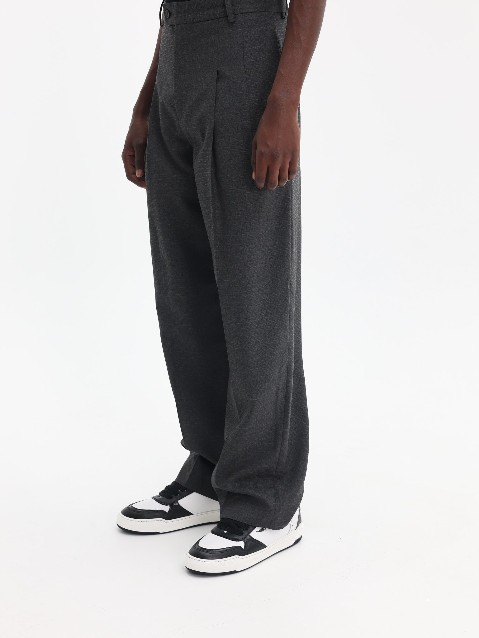 Kenzo Weave Pants Straight Tailored Wool Jacquard Taupe-AL Capone Premium
